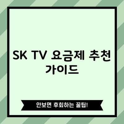 SK TV 요금제 추천 가이드