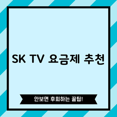 SK TV 요금제 추천