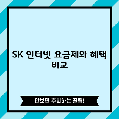 SK 인터넷 요금제와 혜택 비교