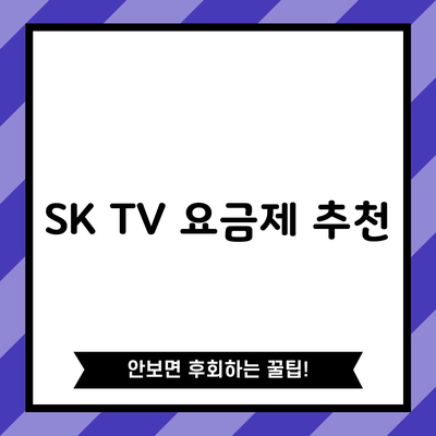 SK TV 요금제 추천