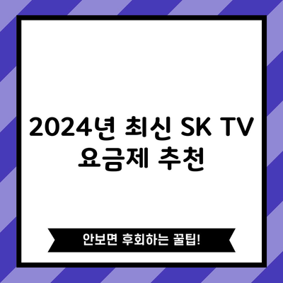 2024년 최신 SK TV 요금제 추천