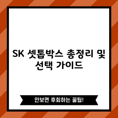 SK 셋톱박스 총정리 및 선택 가이드