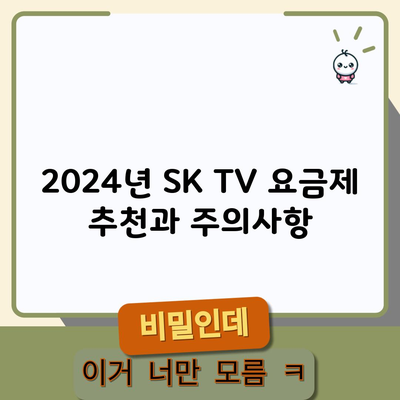 2024년 SK TV 요금제 추천과 주의사항