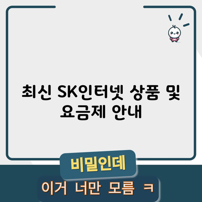 최신 SK인터넷 상품 및 요금제 안내