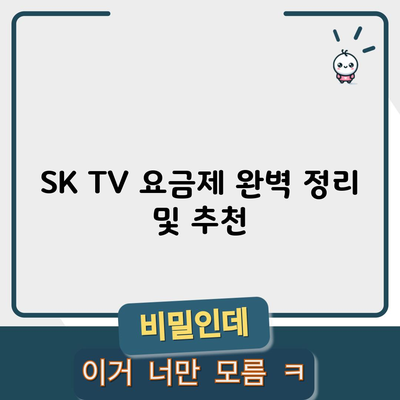 SK TV 요금제 완벽 정리 및 추천