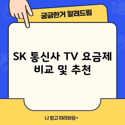 SK 통신사 TV 요금제 비교 및 추천