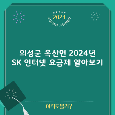 의성군 옥산면 2024년 SK 인터넷 요금제 알아보기