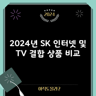 2024년 SK 인터넷 및 TV 결합 상품 비교