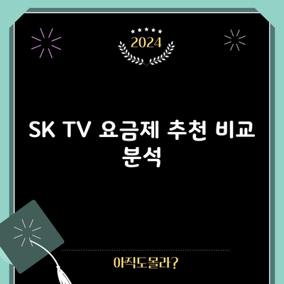 SK TV 요금제 추천 비교 분석