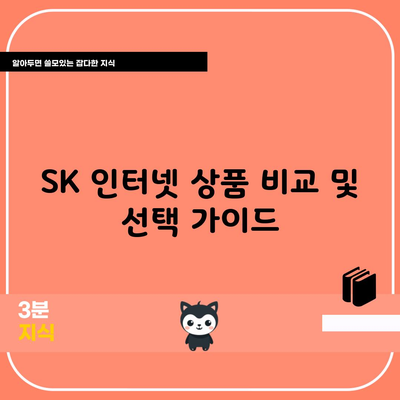 SK 인터넷 상품 비교 및 선택 가이드