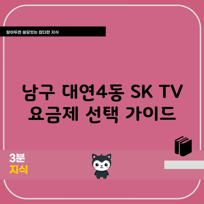 남구 대연4동 SK TV 요금제 선택 가이드