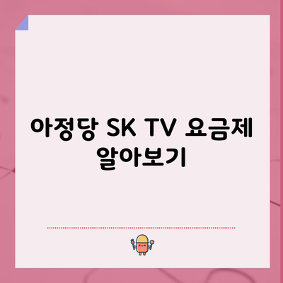 아정당 SK TV 요금제 알아보기