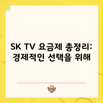 SK TV 요금제 총정리: 경제적인 선택을 위해