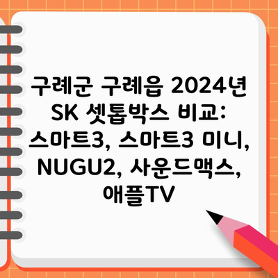 구례군 구례읍 2024년 SK 셋톱박스 비교: 스마트3, 스마트3 미니, NUGU2, 사운드맥스, 애플TV