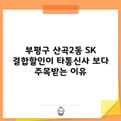 부평구 산곡2동 SK 결합할인이 타통신사 보다 주목받는 이유