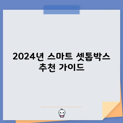 2024년 스마트 셋톱박스 추천 가이드