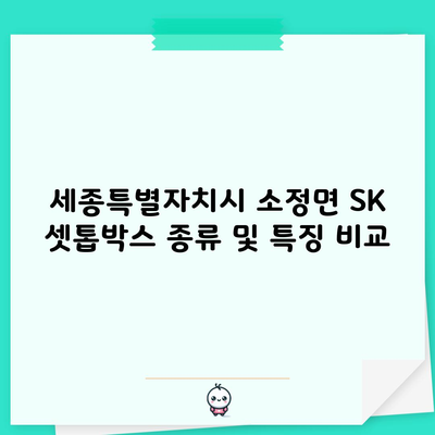 세종특별자치시 소정면 SK 셋톱박스 종류 및 특징 비교