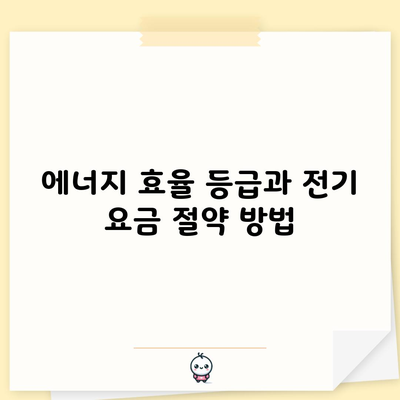 에너지 효율 등급과 전기 요금 절약 방법