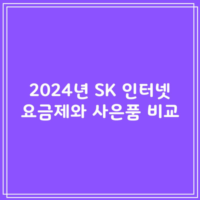 2024년 SK 인터넷 요금제와 사은품 비교