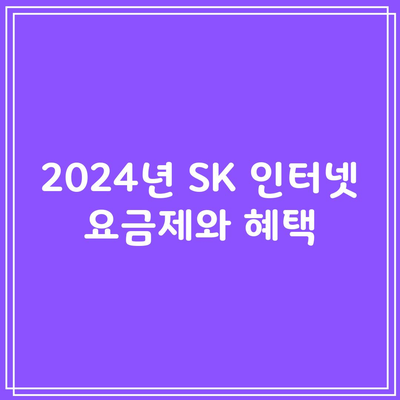 2024년 SK 인터넷 요금제와 혜택