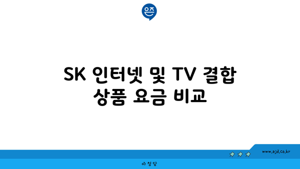 SK 인터넷 및 TV 결합 상품 요금 비교