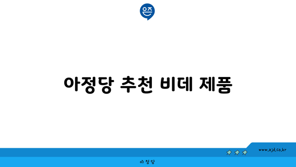 아정당 추천 비데 제품