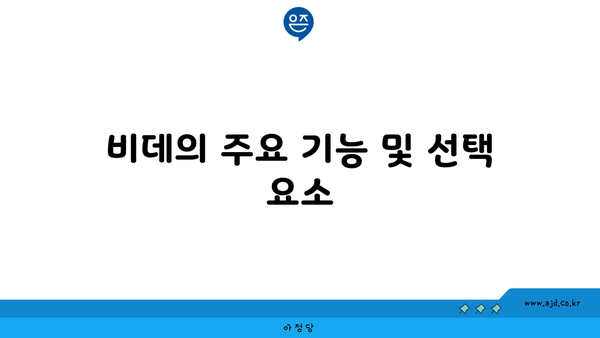 비데의 주요 기능 및 선택 요소