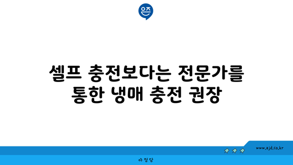 셀프 충전보다는 전문가를 통한 냉매 충전 권장