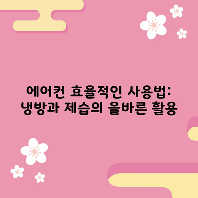 에어컨 효율적인 사용법: 냉방과 제습의 올바른 활용