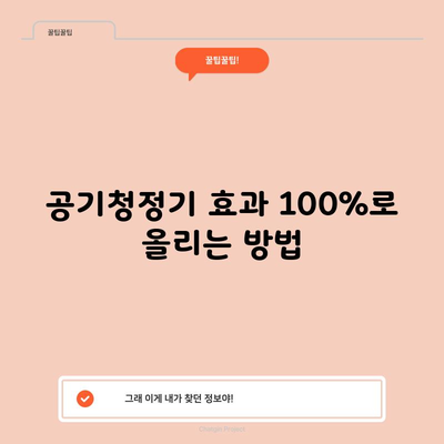 공기청정기 효과 100%로 올리는 방법