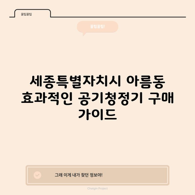 세종특별자치시 아름동 효과적인 공기청정기 구매 가이드