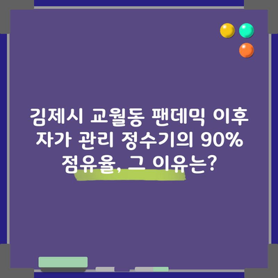 김제시 교월동 팬데믹 이후 자가 관리 정수기의 90% 점유율, 그 이유는?