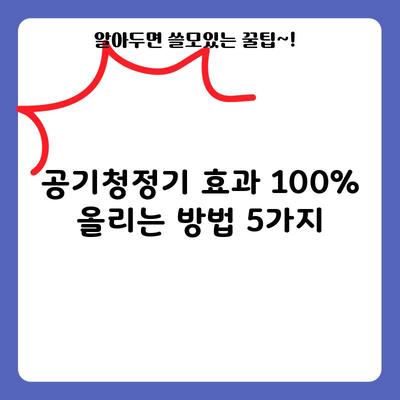 공기청정기 효과 100% 올리는 방법 5가지