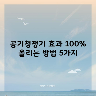 공기청정기 효과 100% 올리는 방법 5가지