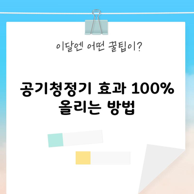 공기청정기 효과 100% 올리는 방법