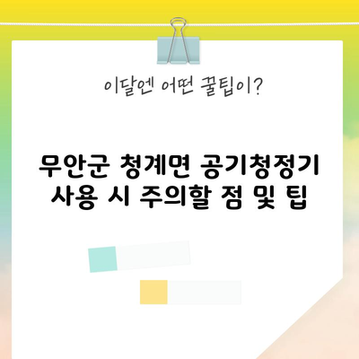 무안군 청계면 공기청정기 사용 시 주의할 점 및 팁