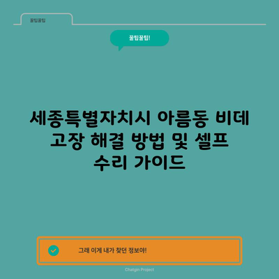 세종특별자치시 아름동 비데 고장 해결 방법 및 셀프 수리 가이드