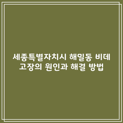 세종특별자치시 해밀동 비데 고장의 원인과 해결 방법