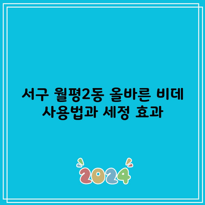 서구 월평2동 올바른 비데 사용법과 세정 효과