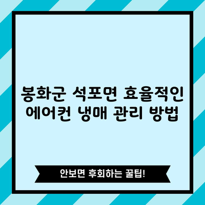 봉화군 석포면 효율적인 에어컨 냉매 관리 방법