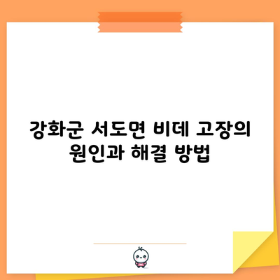 강화군 서도면 비데 고장의 원인과 해결 방법