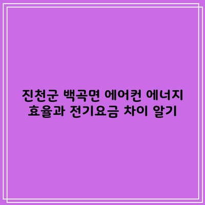 진천군 백곡면 에어컨 에너지 효율과 전기요금 차이 알기