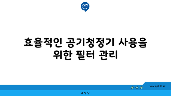 효율적인 공기청정기 사용을 위한 필터 관리