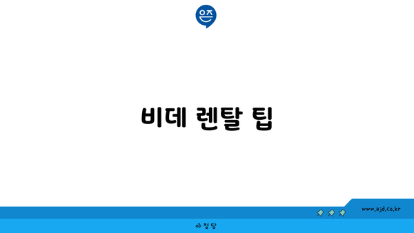 비데 렌탈 팁