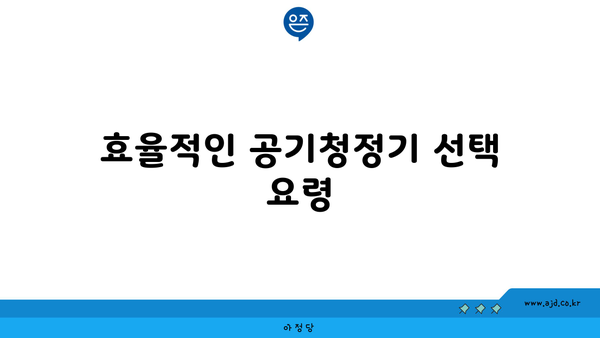 효율적인 공기청정기 선택 요령