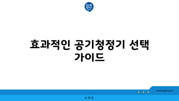 효과적인 공기청정기 선택 가이드