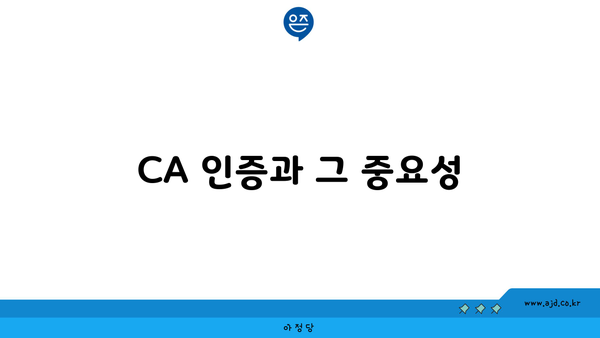 CA 인증과 그 중요성