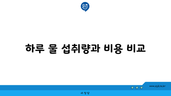 하루 물 섭취량과 비용 비교