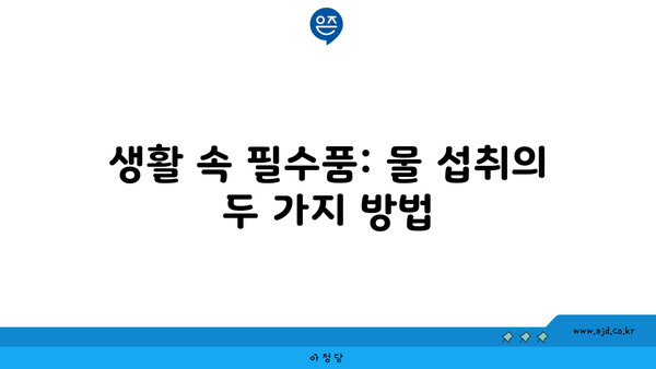 생활 속 필수품: 물 섭취의 두 가지 방법