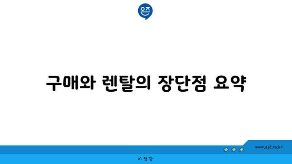 구매와 렌탈의 장단점 요약